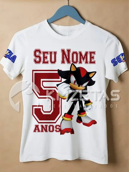 Blusa Shadow Sonic Festa Aniversário Personalizada