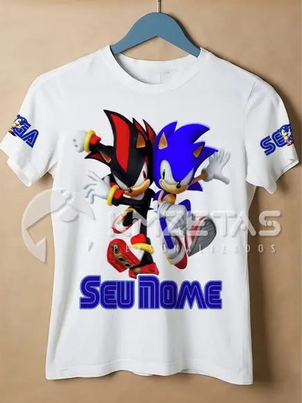 Blusa Shadow e Sonic Infantil Adulto Camisa Personalizada