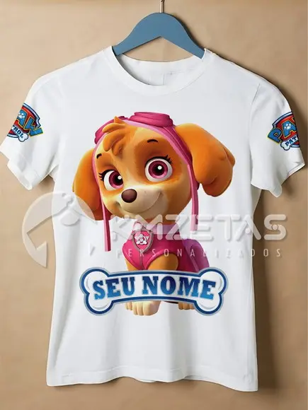 Blusa Skye Patrulha Canina Infantil Adulto Personalizada