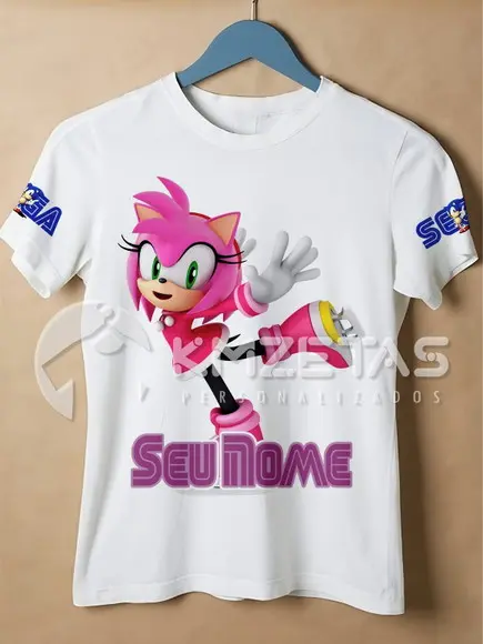 Blusa Sonic Amy Infantil Adulto Personalizada