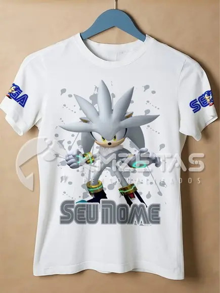 Blusa Sonic Silver Festa Infantil Adulto Personalizada