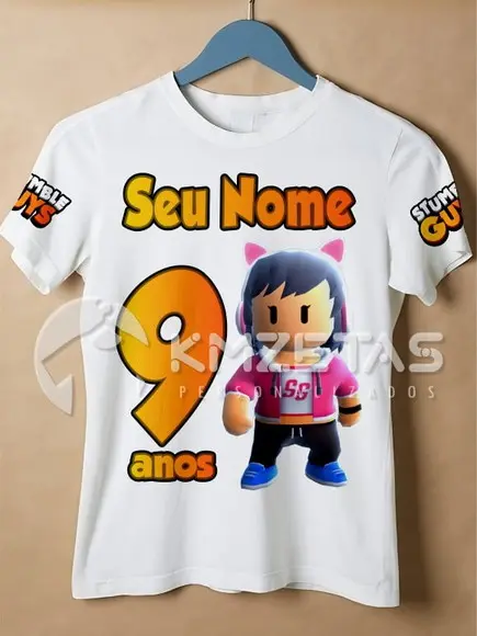 Blusa Stumble Guys Festa Aniversário Menina Camisa T-shirt