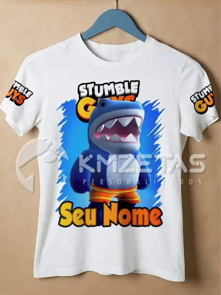 Blusa Stumble Guys Megalodon Tubarão Game Jogo Personalizada