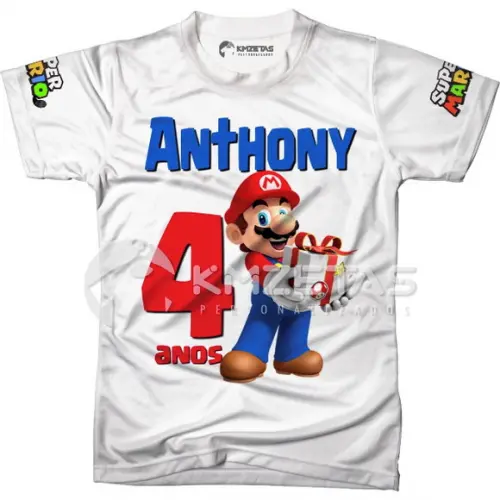 Blusa Super Mario Bros Festa Infantil Personalizada