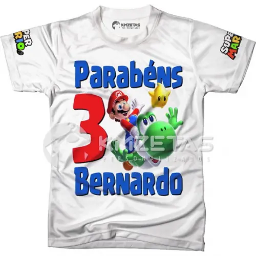 Blusa Super Mario Bros Galaxy Festa Infantil Personalizada