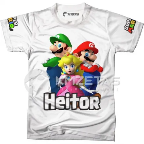 Blusa Super Mario Bros Luigi Peach Toad Yoshi Personalizada
