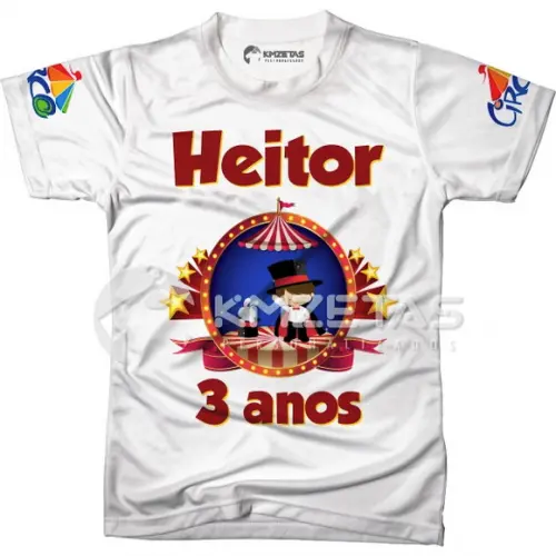 Blusa Tema Circo para Festa Infantil Mágico Aniversário