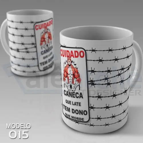 Caneca Dia dos Namorados Cuidado Caneca tem Dono