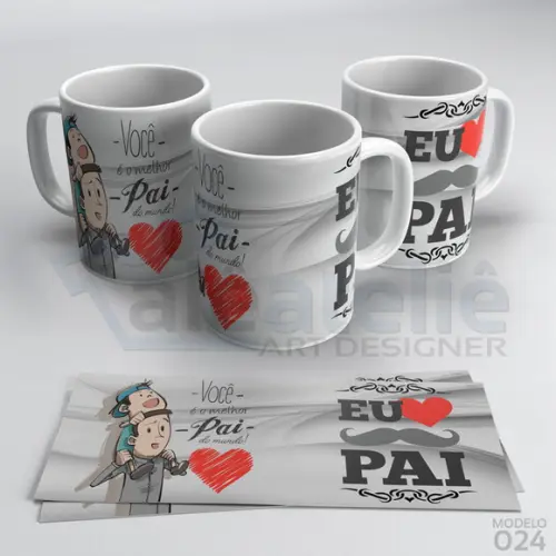 Caneca Dia dos Pais Personalizada - Eu Amo Meu Pai Mustache