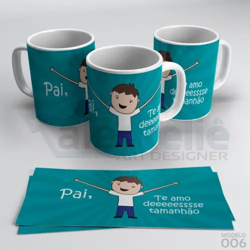 Caneca Dia dos Pais Personalizada - Pai Te Amo Desse Tamanho