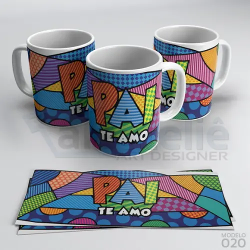 Caneca Dia dos Pais Personalizada - Pai te Amo Romero Brito