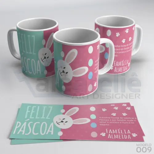 Caneca Feliz Páscoa Chocolate Lollo Personalizada com Nome