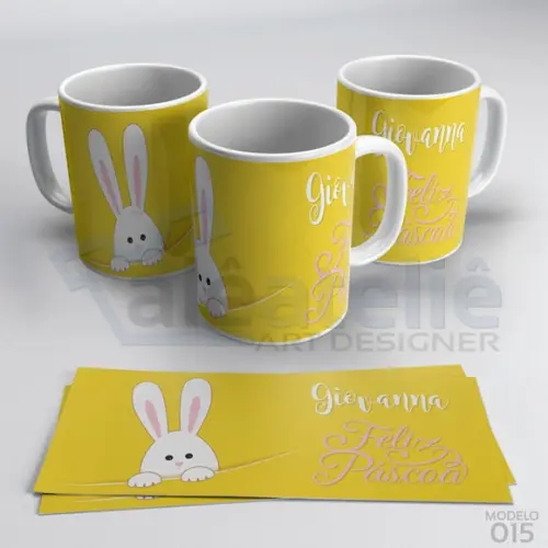 Caneca Feliz Páscoa Chocolate M&M's Personalizada com Nome