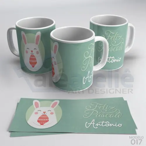 Caneca Feliz Páscoa Coelho Coelhinho Personalizada com Nome