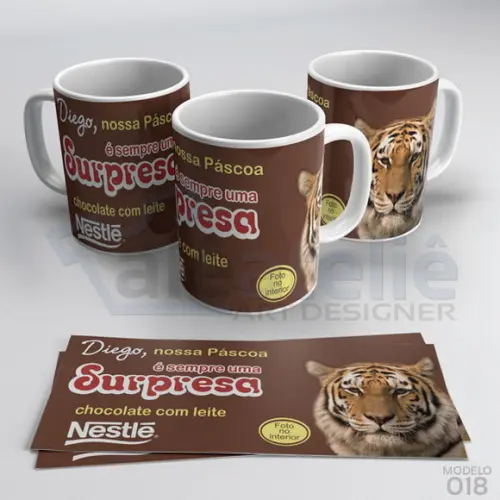 Caneca Feliz Páscoa Coelho Coelhinho Personalizada com Nome