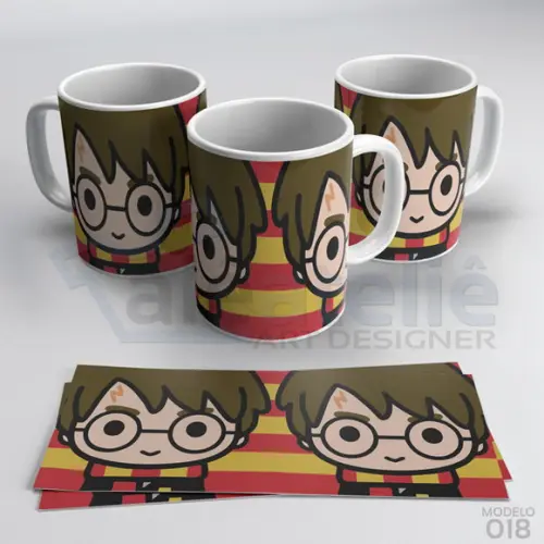 Caneca Harry Potter Cicatriz Óculos Hogwarts Personalizada