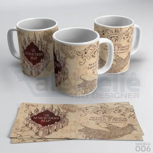 Caneca Harry Potter Hogwarts Mapa do Maroto Marauders Map