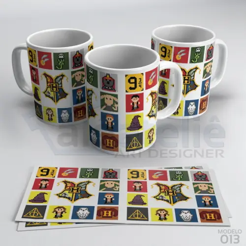 Caneca Harry Potter Rony Hermione Hogwarts Porcelana