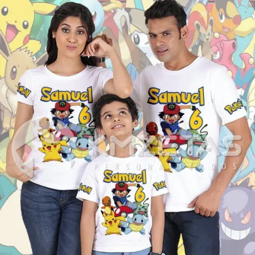 Kit 3 Blusas Pokemon Festa Infantil Aniversário T-shirt