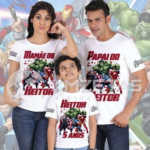 Kit 3 Blusas Vingadores Avengers Festa Aniversário Infantil