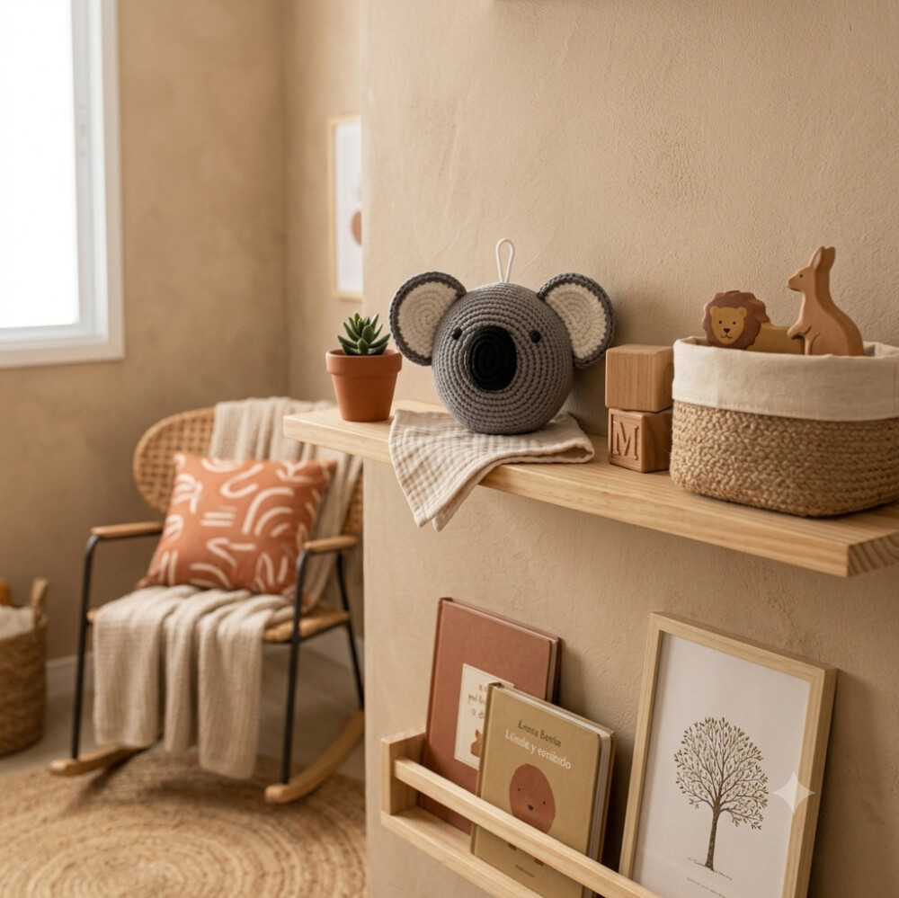 Coala em Crochê para Parede Quarto Infantil 16cm