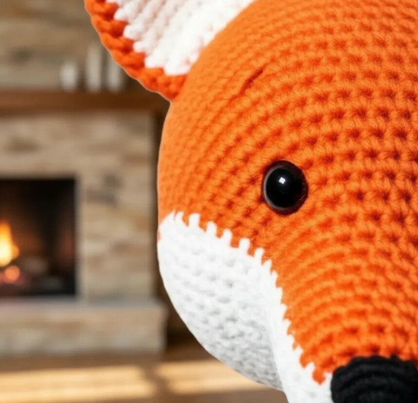 Raposa em Crochê para Parede Quarto Infantil 16cm