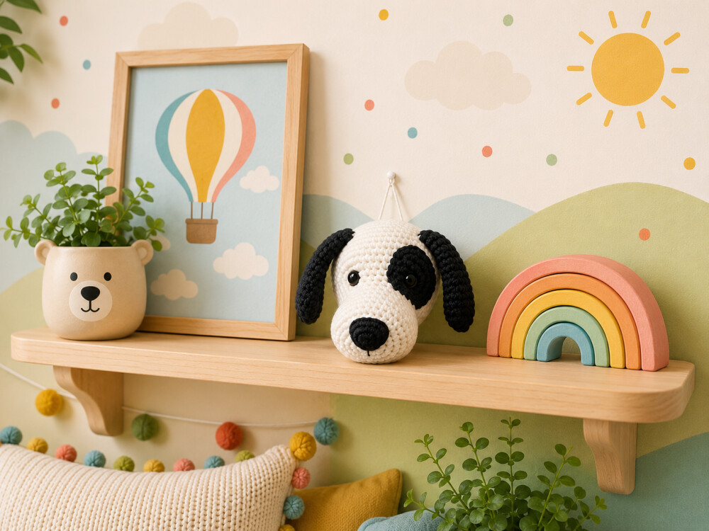 Cachorro em Crochê para Parede Quarto Infantil 16cm