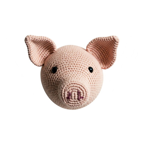 Porco em Crochê para Parede Quarto Infantil 16cm