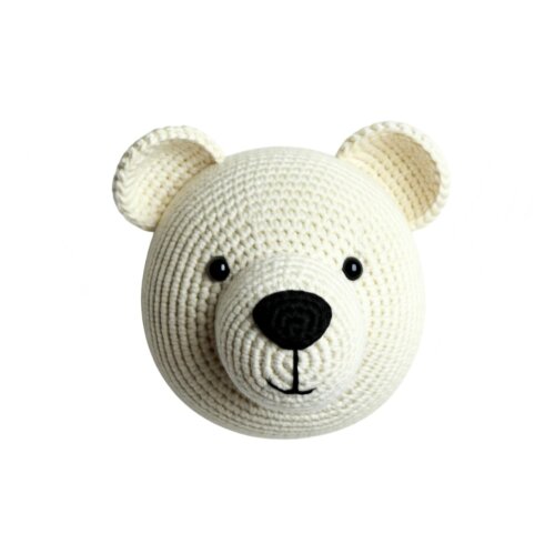 Urso Polar em Crochê para Parede Quarto Infantil 16cm