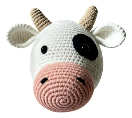 Vaca em Crochê para Parede Quarto Infantil 16cm