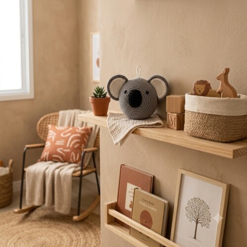 Coala em Crochê para Parede Quarto Infantil 16cm