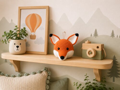 Raposa em Crochê para Parede Quarto Infantil 16cm