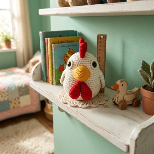 Galinha em Crochê para Parede Quarto Infantil 16cm