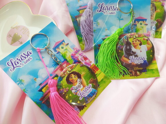 10 Espelhos Chaveiros + Embalagem Encanto Disney.