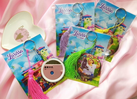 10 Espelhos Chaveiros + Embalagem Encanto Disney.