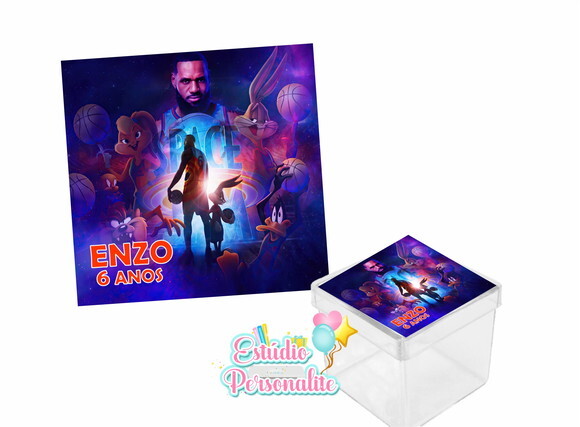 Adesivo p/ Caixinha Acrílica Space Jam Um Novo Legado