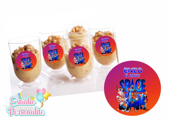 Adesivo p/ Copinho de Brigadeiro Space Jam Um Novo Legado