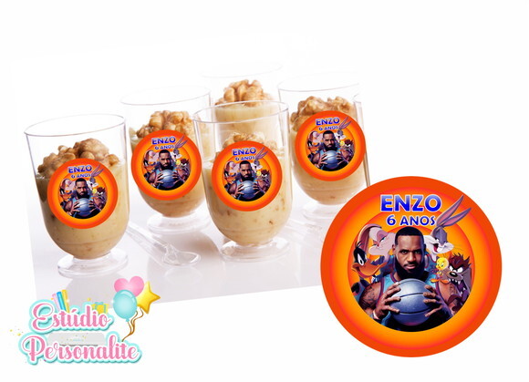 Adesivo p/ Copinho de Brigadeiro Space Jam Um Novo Legado
