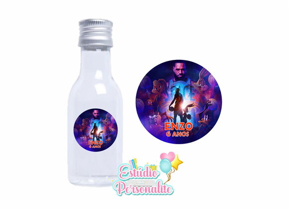 Adesivo p/ Mini Garrafinha Space Jam Um Novo Legado