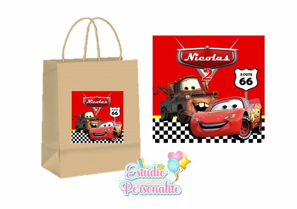 Adesivo p/ Sacola Kraft Carros