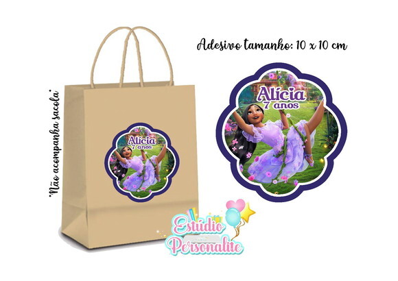 Adesivo P/ Sacola Kraft Isabela Encanto Disney