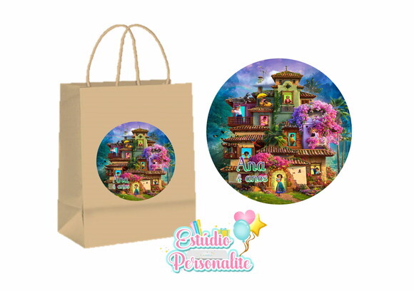 Adesivo p/ Sacola Kraft Encanto Disney