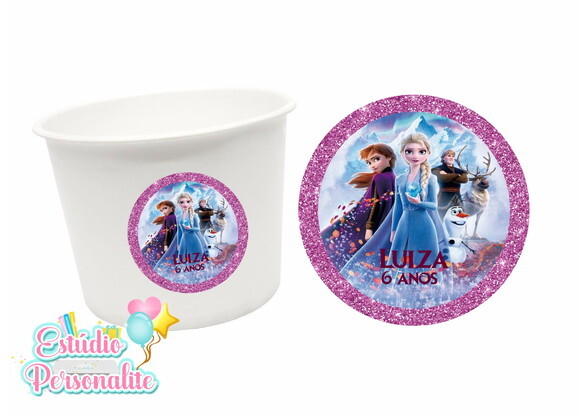 Adesivo para Balde de Pipoca Frozen 2
