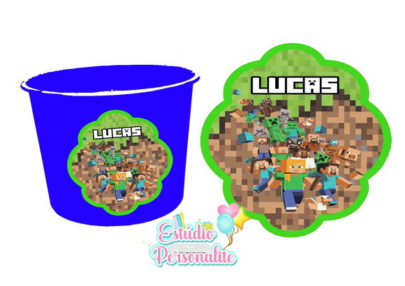 Adesivo para Balde de Pipoca Minecraft
