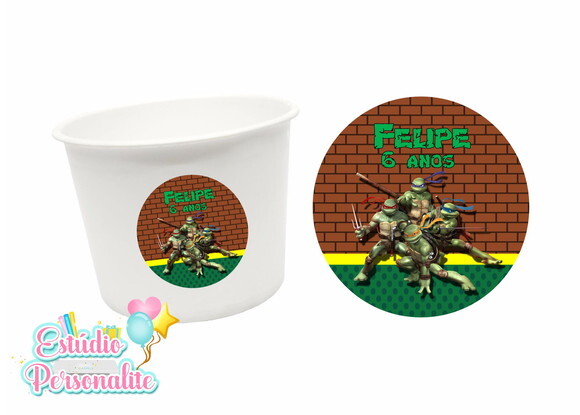 Adesivo para Balde de Pipoca Tartarugas Ninja