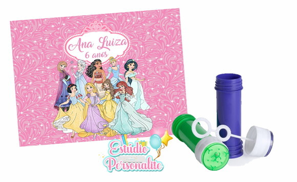Adesivo para Bolha de Sabão Princesas Disney