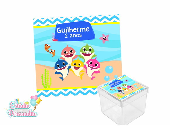 Adesivo para Caixinha Acrílica Baby Shark