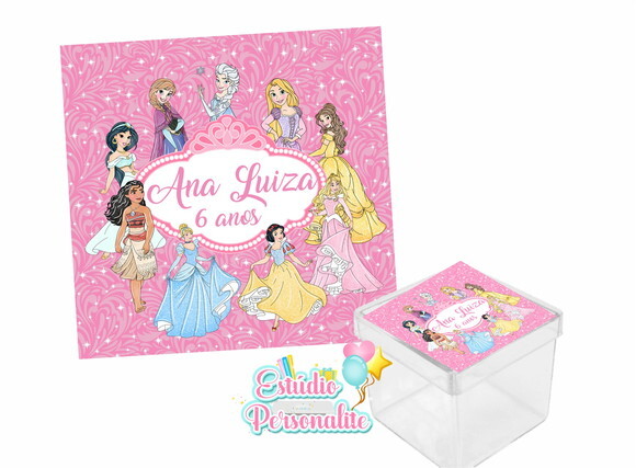 Adesivo para Caixinha Acrílica Princesas Disney