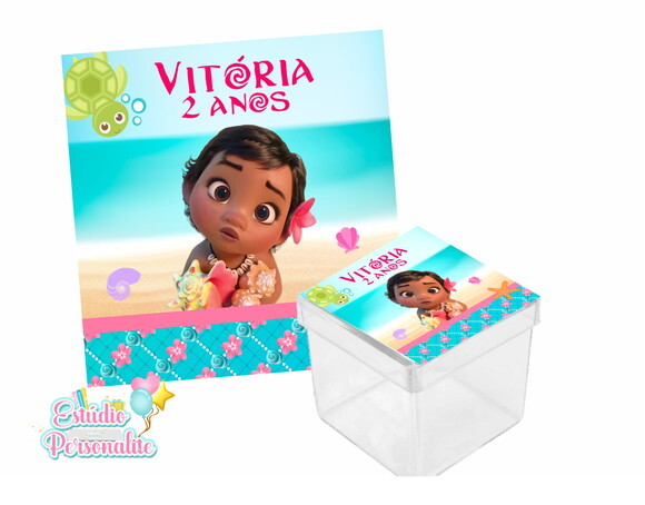 Adesivo para Caixinha Acrílica Moana Baby