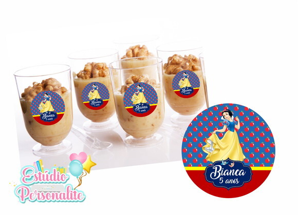 Adesivo para Copinho de Brigadeiro Branca de Neve